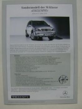 Mercedes Benz Preisliste M-Klasse BR163 Exclusive Januar 2002