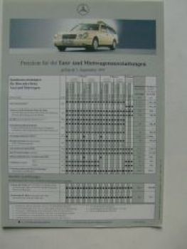 Mercedes Benz Preisliste Taxi- & Mietwagenausstattungen W202