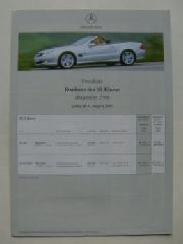 Mercedes Benz Preisliste SL-Klasse BR230 August 2001