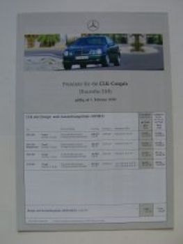 Mercedes Benz Preisliste CLK-Coupès W208 Februar 1999