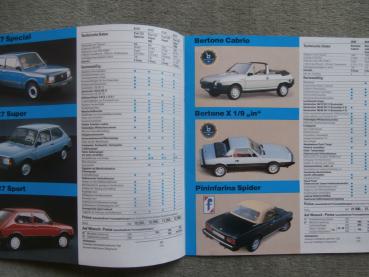 Fiat Pkw Programm Preisliste Nr.14,11/1982 126 Red,Panda 45,127, Bertone Cabrio, X 1/9 in,Pininfarina Spider,Ritmo,Abarth 125TC