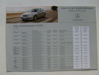 Mercedes Benz Preisliste C-Klasse Limousinen W203 Februar 2004