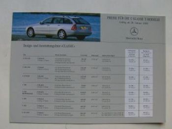 Mercedes Benz Preisliste C-Klasse T-Modelle W203 Januar 2002