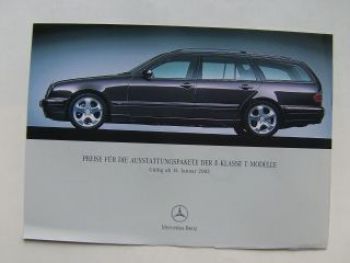 Mercedes Benz Preisliste E-Klasse T-Modelle W210 Januar 2002