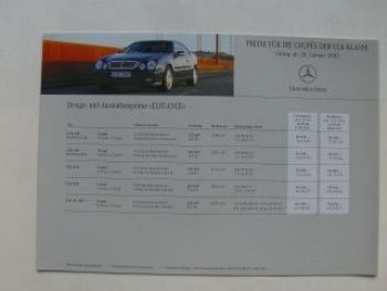 Mercedes Benz Preisliste CLK-Klasse Coupès W208 Januar 2002