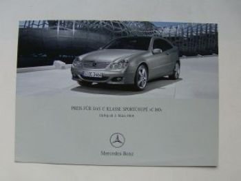 Mercedes Benz Preisliste C-Klasse Sportoupe C160 W203 3/2005
