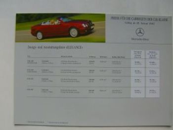 Mercedes Benz Preisliste CLK-Klasse Cabriolets BR208 Januar 2002