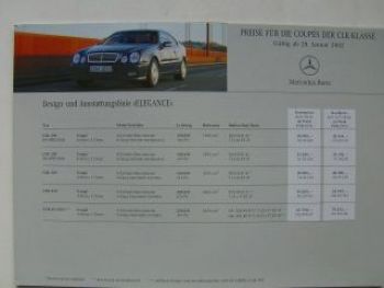 Mercedes Benz Preisliste CLK-Klasse Coupés BR208 Januar 2002
