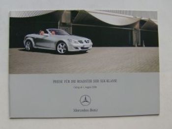 Mercedes Benz Preisliste SLK-Klasse BR171 Juli 2007