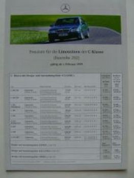 Mercedes Benz Preisliste C-Klasse W202 Februar 1999
