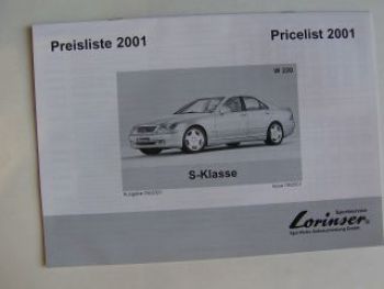 Lorinser Mercedes Benz Preisliste S-Klasse W220 September 2001