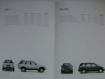 Honda Price List September 1999 UK Englisch NEU