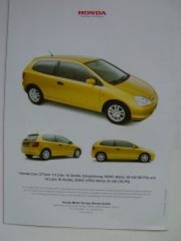 Honda Civic 3-Türer April 2001 Prospekt NEU