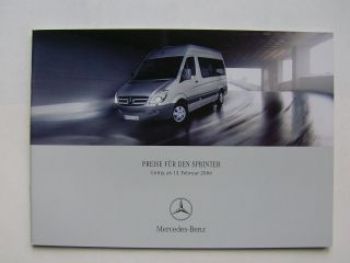 Mercedes Benz Preisliste Sprinter Februar 2006 NEU