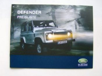 Land Rover Defender Prospekt Oktober 2009 +Preisliste NEU