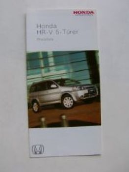 Honda HR-V 5-Türer Preisliste Januar 2004