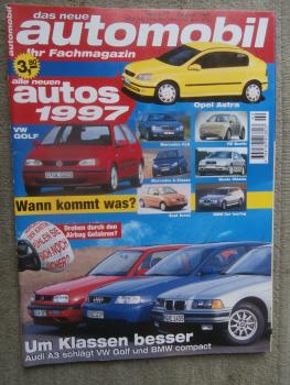 das neue automobil 2/1997 Audi A3 (8L) vs. Golf3 vs. 318tds compact E36/5,Lancer EvoIII,E420T,TechArt Porsche CT3