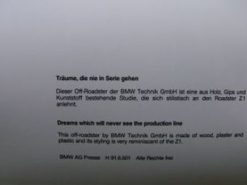BMW Studie Off-Roader Z1 1991 Pressebild Rarität