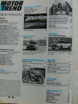 Motor Trend USA 7/1976 Datsun F10, Corolla Sportwagon