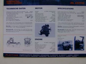 ZIL 432722 Prospektblatt Fahrgestell Truck Chassis