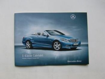 Mercedes Benz Preisliste E-Klasse Cabriolet BR207 Januar 2010