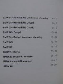BMW Lacke Leder und Stoffe September 2000 M3 Coupè E46 E39