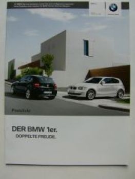 BMW Preisliste 1er Reihe E81 E87 September 2009 NEU