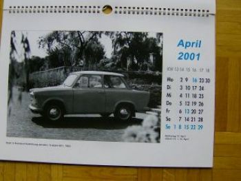 IFA 2001 Kalender Trabant 601 Wartburg 311 Barkas B 1000