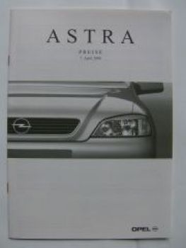 Opel Preisliste Astra April 2000