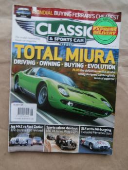 Classic & Sports Car 6/2013 Lamborghini Miura,Jaguar Mk2 vs. Ford Zodiak,300SLR,Ika Torino 380W,