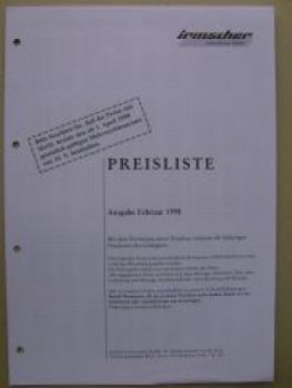 irmscher Preisliste Februar 1998 alle Modelle