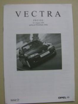 Opel Preisliste Vectra August 1999