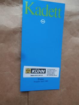 Opel Kadett D +Luxus + Berlina +SR +Caravan +Voyage +Pirsch Preisliste April 1982