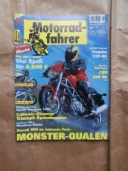 Motorradfahrer 2/2003 Honda Hornet 600,BMW R 1150 R Rockster, Honda CBR 600,Yamaha YZF R6