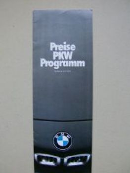 BMW Preisliste PKW Program 29.8.1979 E12 E21 E23 E24