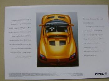 Opel Speedster Studie Prospektblatt August 1999 NEU