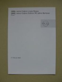 Opel Preisliste Astra Cabrio Linea Rossa +Edition 90 Jahre Berto