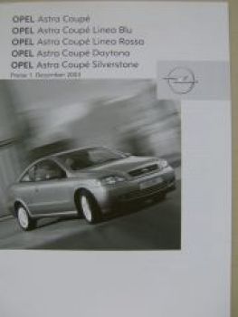 Opel Preisliste Astra Coupè +Sondermodelle Dezember 2003