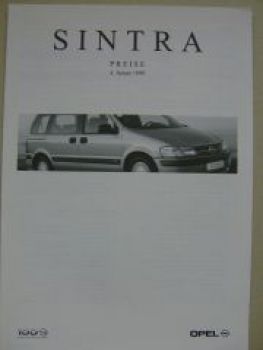 Opel Sintra Prospekt Februar 1999 +Preisliste NEU
