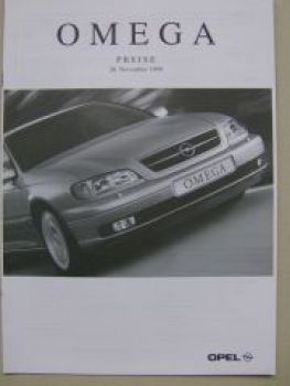 Opel Preisliste Omega B November 1999