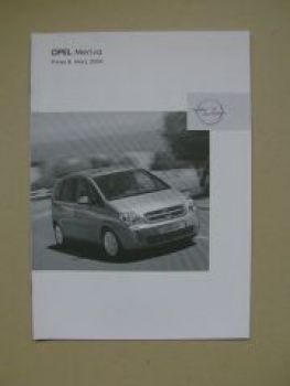 Opel Preisliste Meriva März 2004 NEU