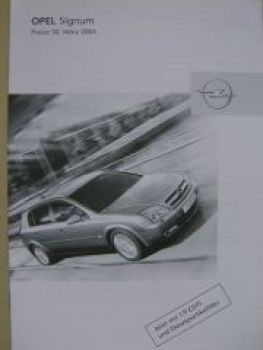Opel Preisliste Signum März 2004