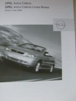 Opel Preisliste Astra Cabrio +Linea Rossa Mai 2004 NEU