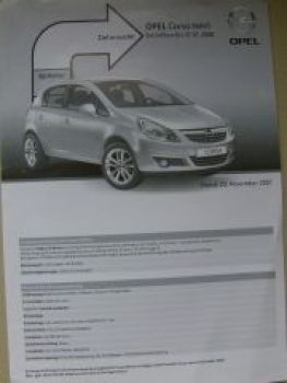 Opel Preisliste Corsa D NAVI November 2007
