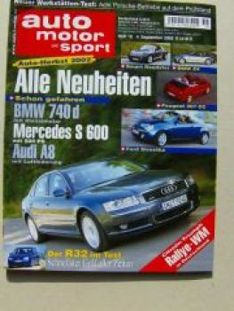 ams 19/2002 BMW 740d E65 S600 W220 Audi A8, Golf4 R32,Z4