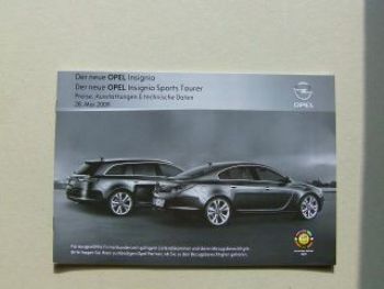 Opel Insignia +Sports Tourer Preisliste Mai 2009 NEU