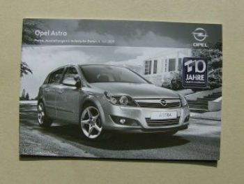 Opel Astra Preisliste Juli 2009 NEU