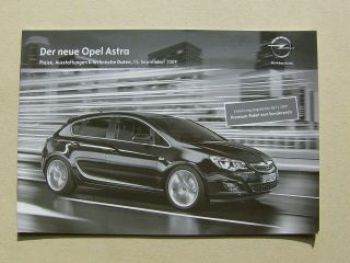 Opel Astra neue Modell Preisliste September 2009 NEU