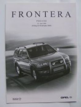 Opel Preisliste Frontera August 2001
