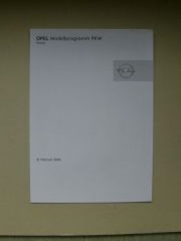 Opel Preisliste Modellprogramm PKW Februar 2002